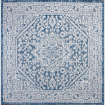 Sinjuri Medallion Textured Weave Indoor/outdoor Square Rug